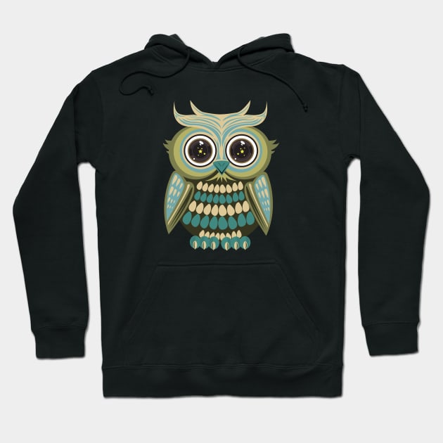 Star Eye Owl - Green Hoodie by adamzworld